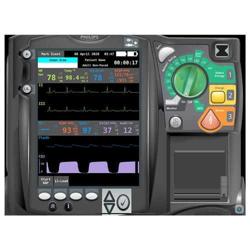 Philips HeartStart MRx Emergency Care Patient Monitor Screen Simulation for REALITi 360, 8000975, AED Eğitmenleri